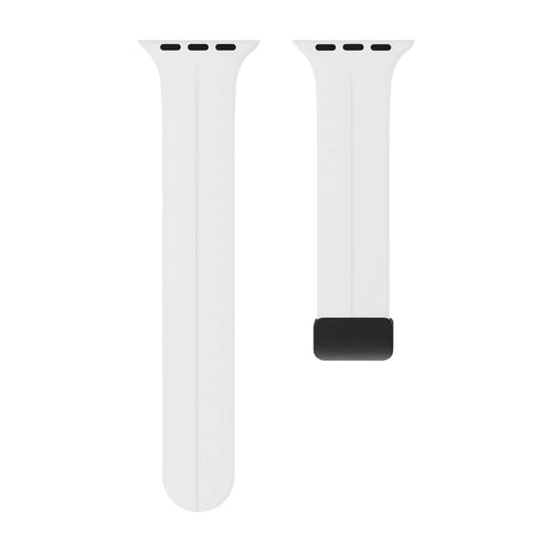 D-Buckle Silicone Strap, white, laid flat, separate parts, direct top view