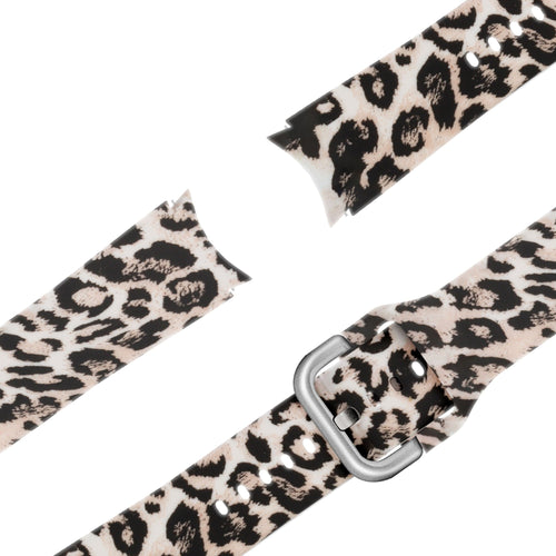 Silicone Patterned Strap, laid flat, separate parts, direct top view