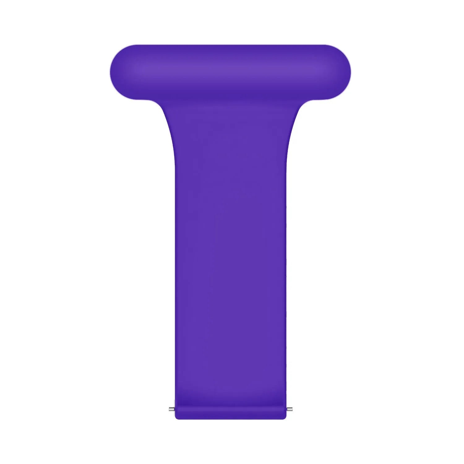 Silicone Nurse Fob, purple, laid flat, separate parts, direct top view