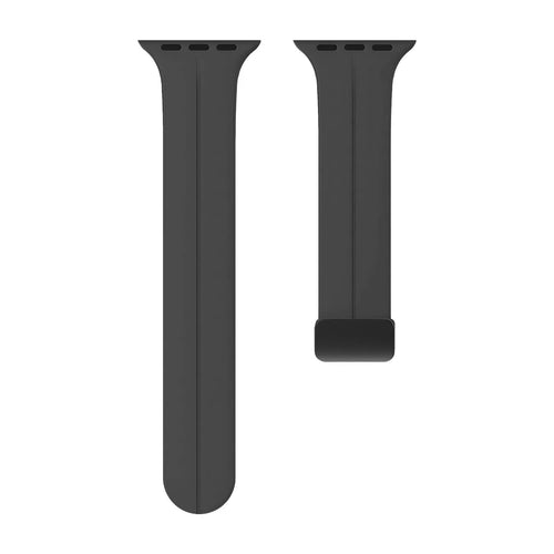 D-Buckle Silicone Strap, black, laid flat, separate parts, direct top view
