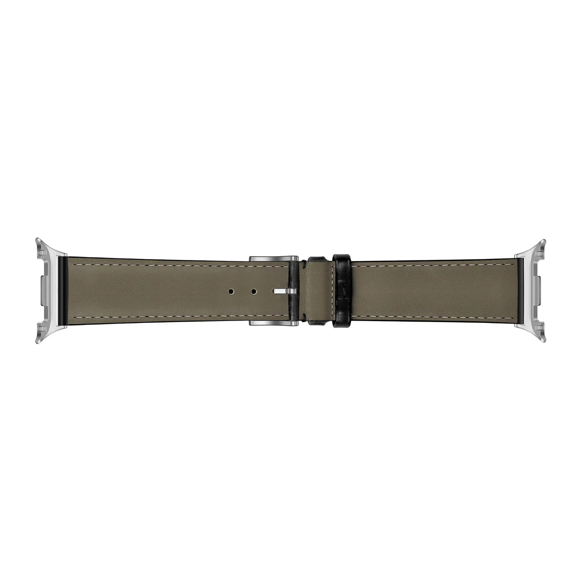 Leather Strap Crocodile Grain, black, laid flat, separate parts, direct top view