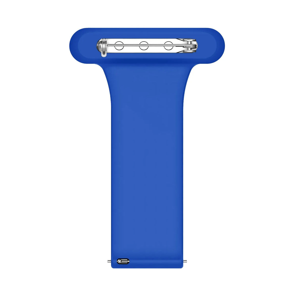Silicone Nurse Fob, dark blue, laid flat, separate parts, direct top view