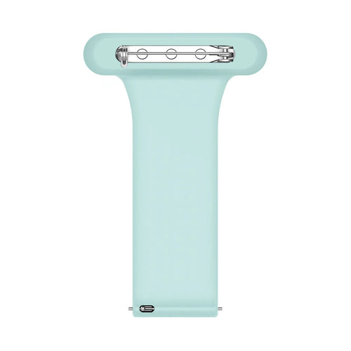 Silicone Nurse Fob, light green, laid flat, separate parts, direct top view