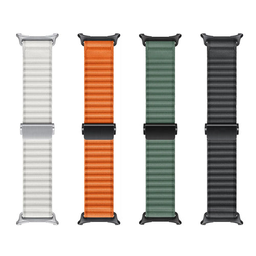 Outdoor Nylon Strap, black, laid flat, separate parts, direct top view