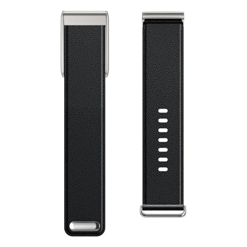 Leather Strap, black, laid flat, separate parts, direct top view