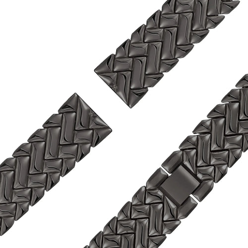 Metal Strap 'V-Type', black, laid flat, separate parts, direct top view