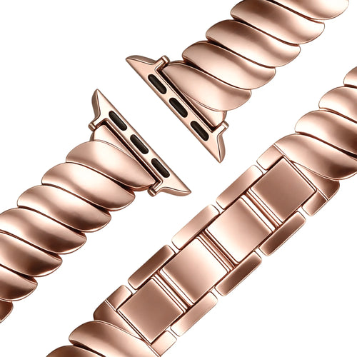 Bandz Correa acero premium 'Twisted' Apple Watch (rosa dorado)