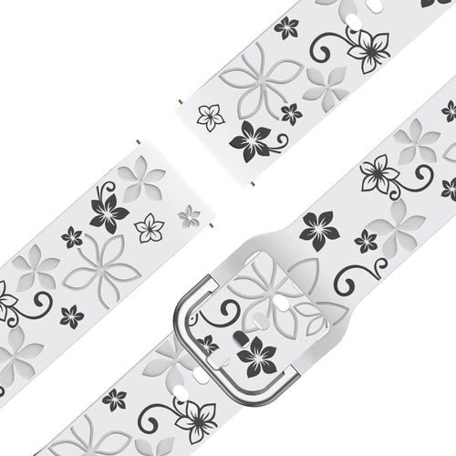 Bandz Correa silicona 'Flores' Garmin Forerunner 265s (blanco/negro)