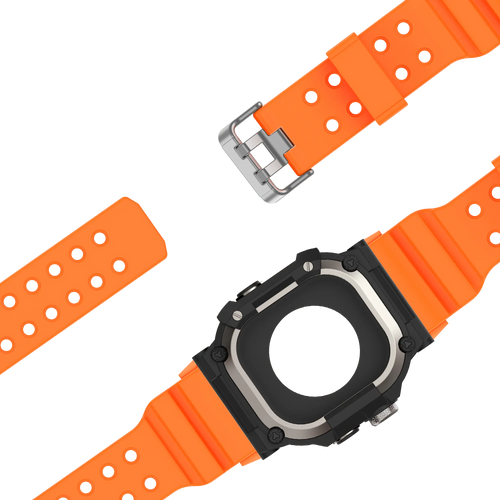 Bandz Apple Watch Ultra TPU Strap with Case (Orange/Titanium)