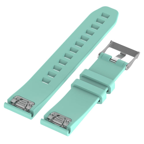Glossy Silicone Strap, aqua, laid flat, separate parts, direct top view
