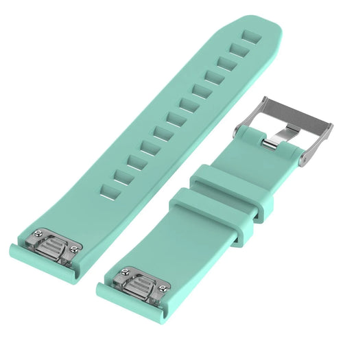 Glossy Silicone Strap, aqua, laid flat, separate parts, direct top view