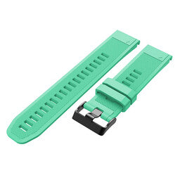 Silicone Strap, aqua, laid flat, separate parts, direct top view