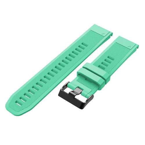 Silicone Strap, aqua, laid flat, separate parts, direct top view