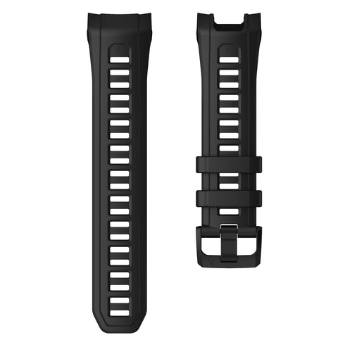 Silicone Strap, black, laid flat, separate parts, direct top view