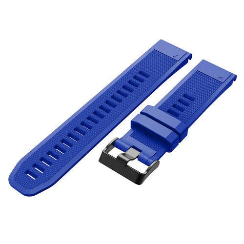 Silicone Strap, blue, laid flat, separate parts, direct top view