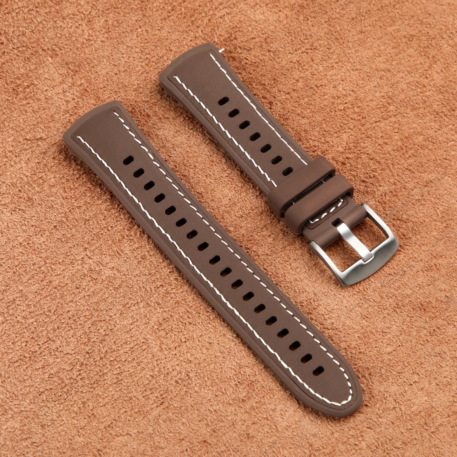 Huawei Watch 5 - 46mm Leather Hybrid Strap 'Perfect Fit' (Brown)