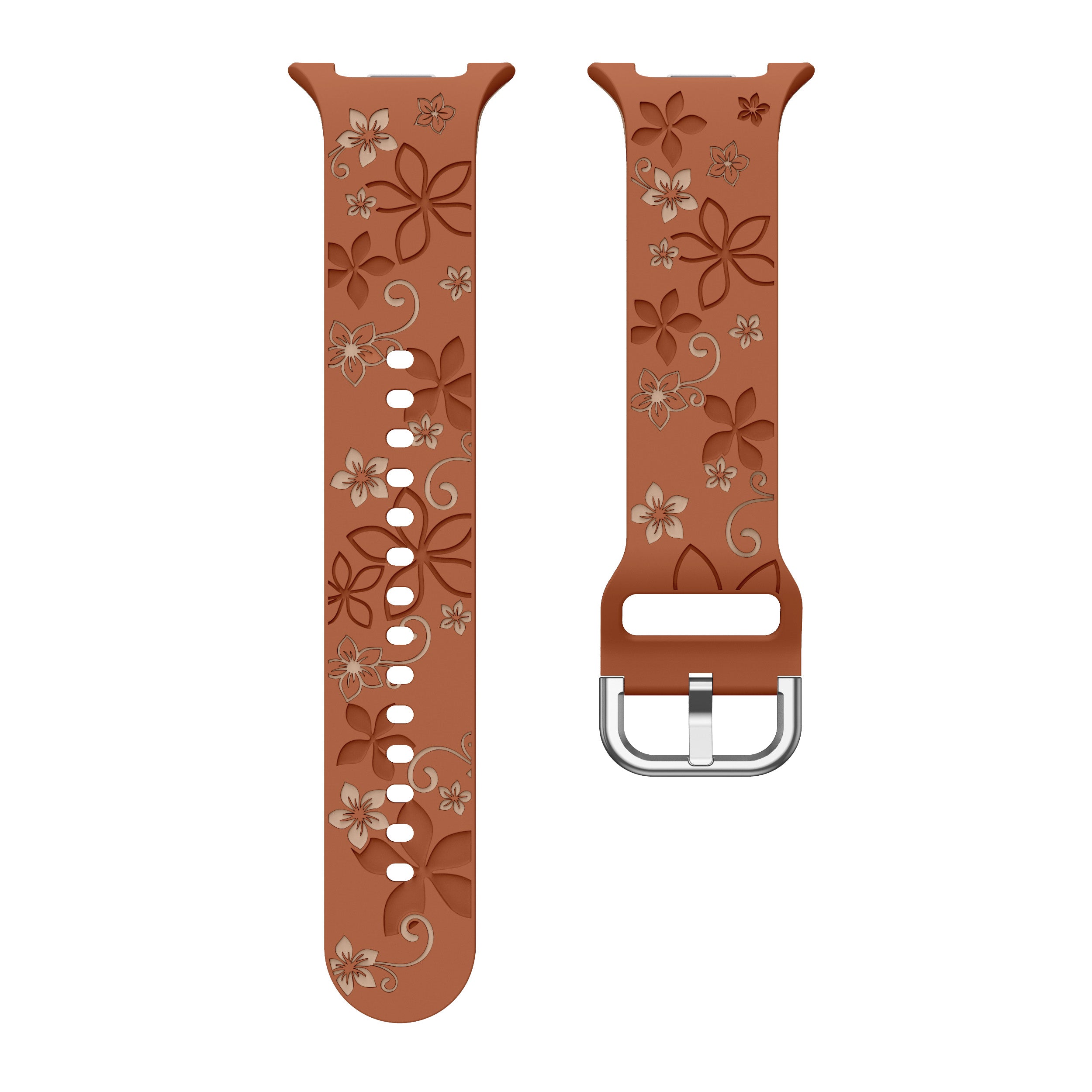 Samsung Galaxy Watch 9 - 40mm Flower Silicone Strap (Brown/Beige)