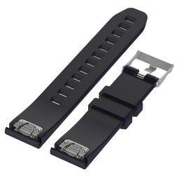 Glossy Silicone Strap, dark blue, laid flat, separate parts, direct top view
