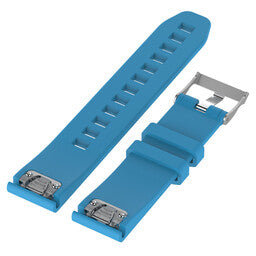 Glossy Silicone Strap, light blue, laid flat, separate parts, direct top view
