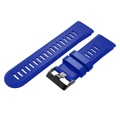 Silicone Strap, blue, laid flat, separate parts, direct top view
