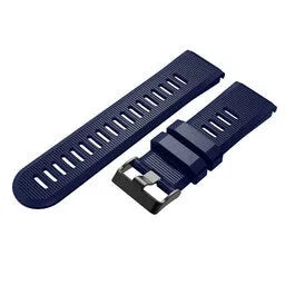 Silicone Strap, dark blue, laid flat, separate parts, direct top view