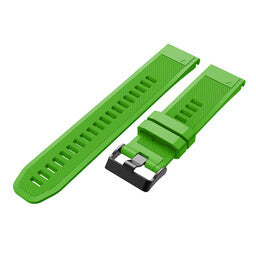 Silicone Strap, green, laid flat, separate parts, direct top view