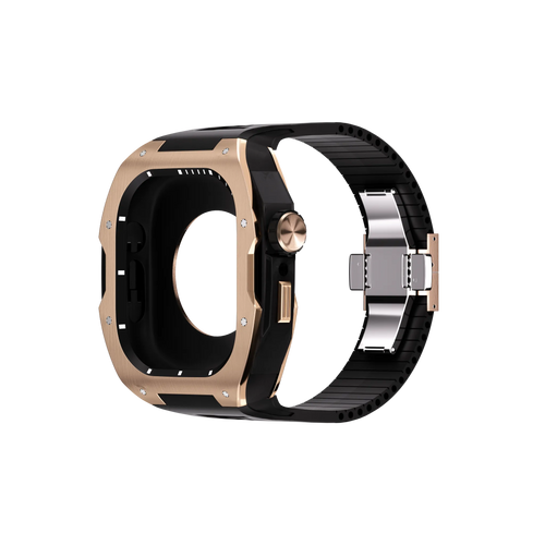 Reqior Funda con correa de goma Apple Watch 45mm (rosa dorado/negro)