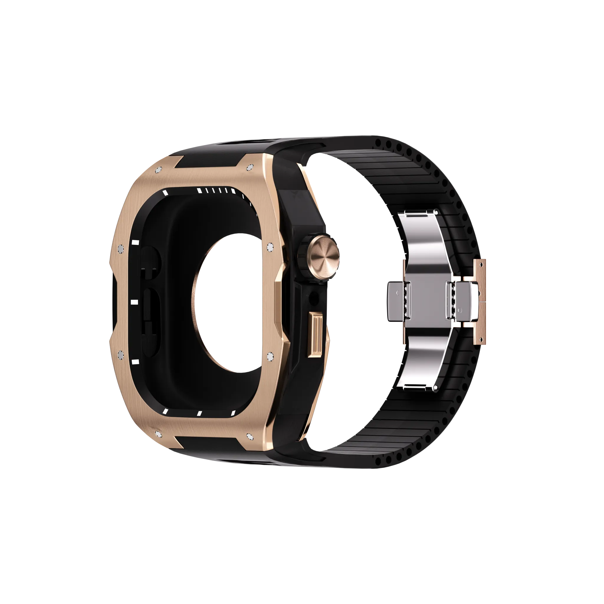Reqior Funda con correa de goma Apple Watch 45mm (rosa dorado/negro)