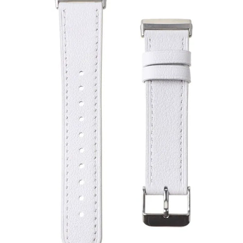 Modern Leather Strap, white, laid flat, separate parts, direct top view