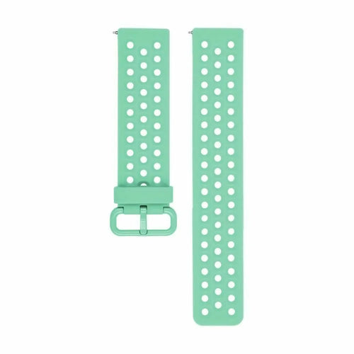 Breathable Silicone Strap, aqua, laid flat, separate parts, direct top view