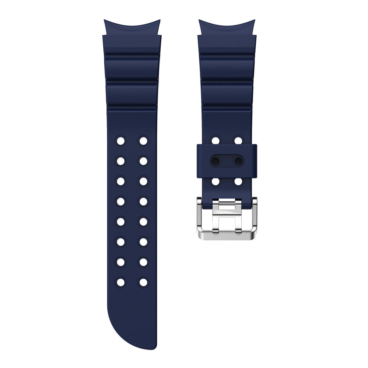 Silicone Strap 'Armour', dark blue, laid flat, separate parts, direct top view