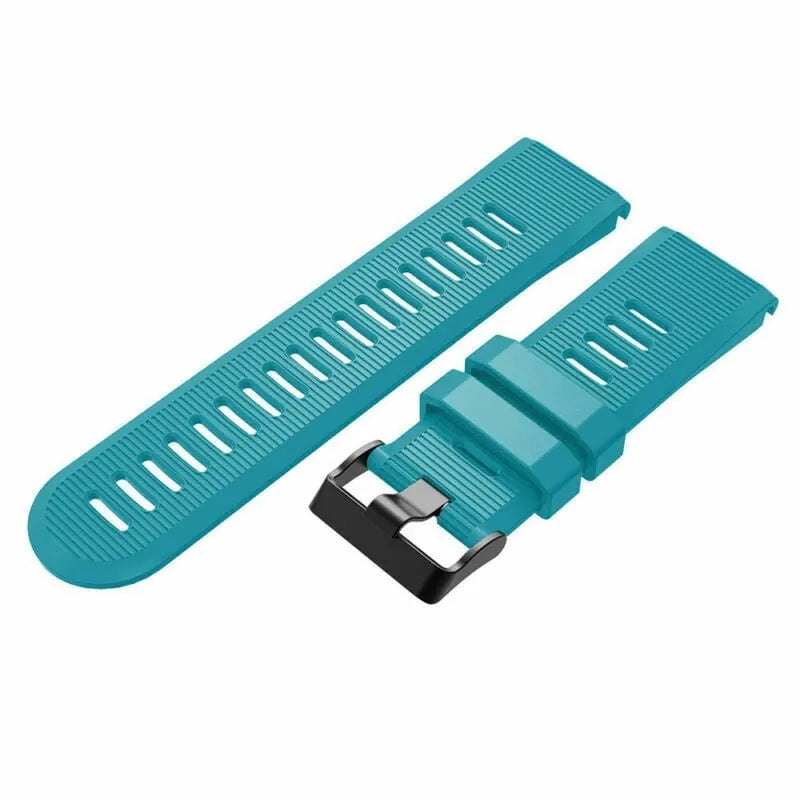 Silicone Strap, light blue, laid flat, separate parts, direct top view