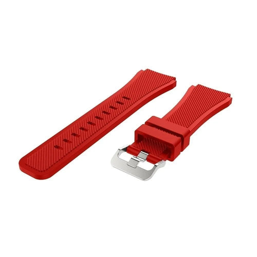 Twill Silicone Strap, red, laid flat, separate parts, direct top view