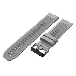 Silicone Strap, grey, laid flat, separate parts, direct top view