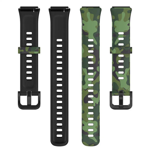 Silicone Camo Strap, green, laid flat, separate parts, direct top view