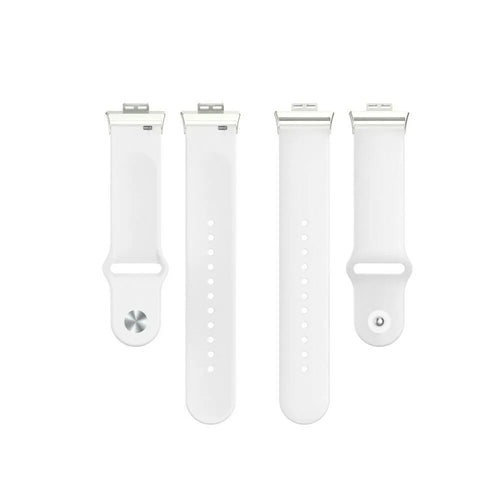 Silicone Sport Strap, white, laid flat, separate parts, direct top view