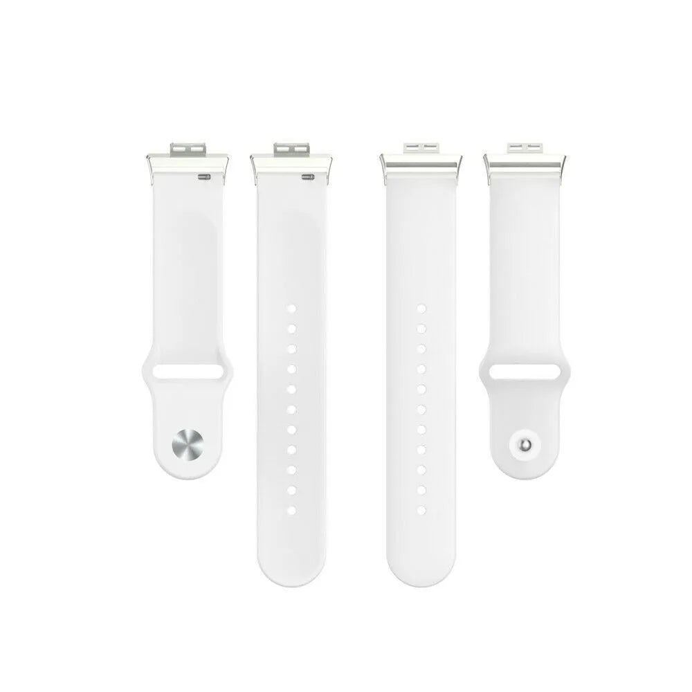 Silicone Sport Strap, white, laid flat, separate parts, direct top view