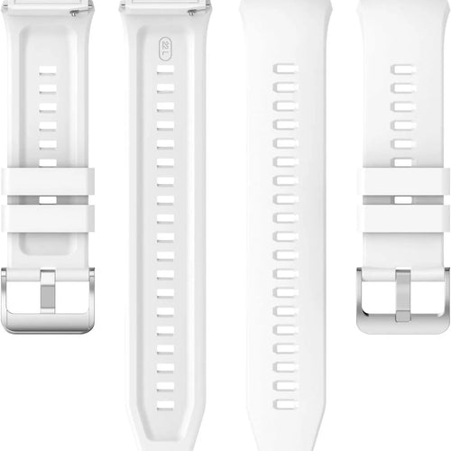 Silicone Strap, white, laid flat, separate parts, direct top view