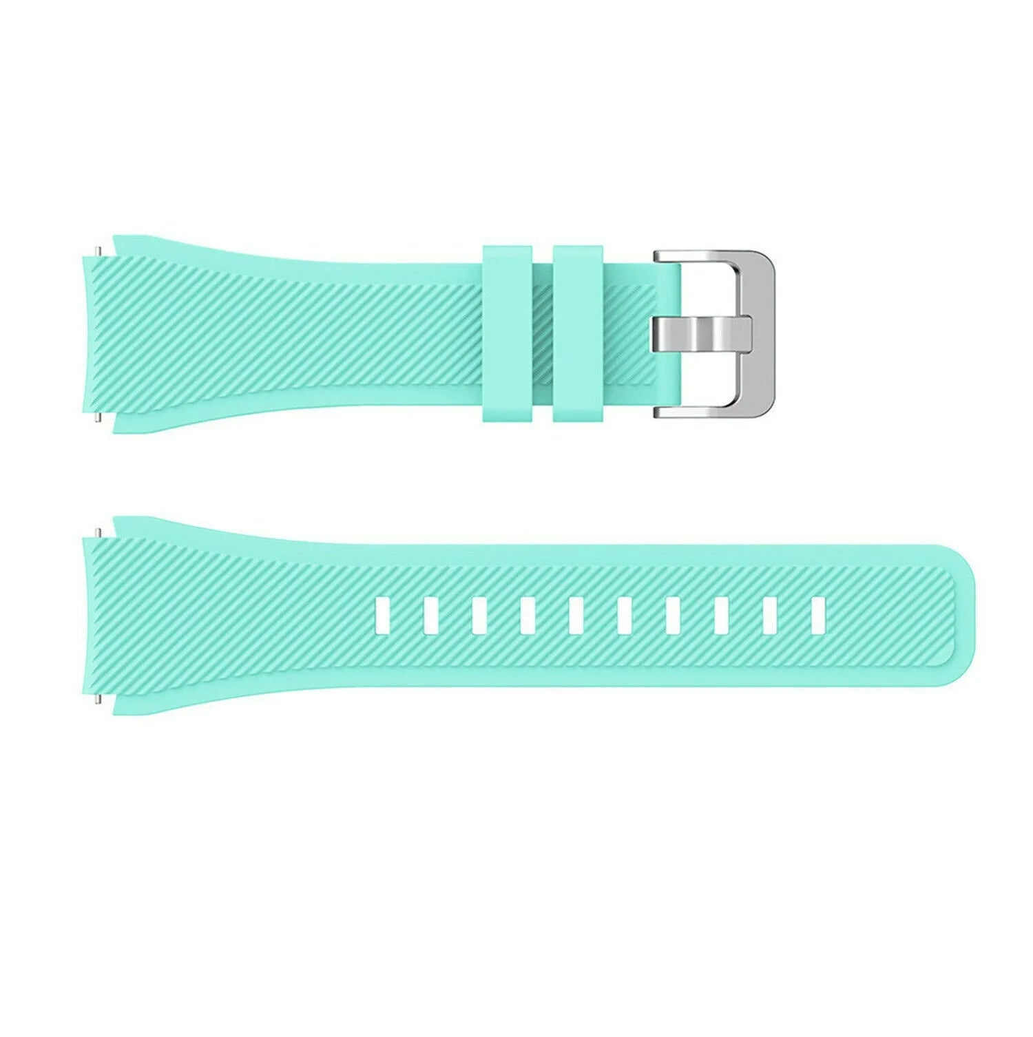 Twill Silicone Strap, aqua, laid flat, separate parts, direct top view
