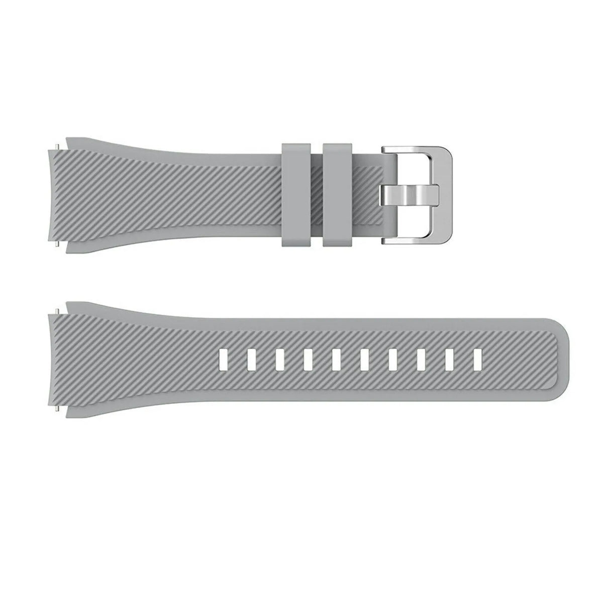 Twill Silicone Strap, grey, laid flat, separate parts, direct top view