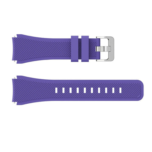 Twill Silicone Strap, purple, laid flat, separate parts, direct top view