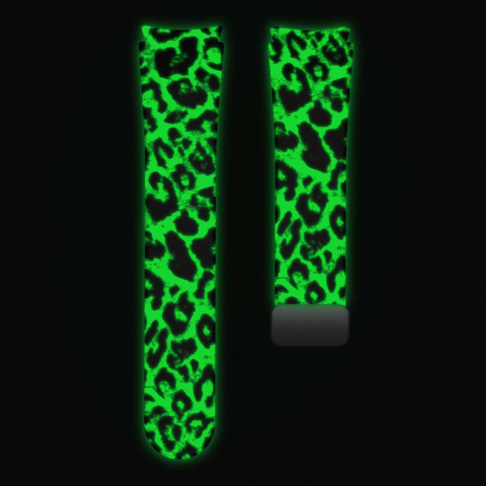 Silicone Magnetic Patterned Strap, laid flat, separate parts, direct top view