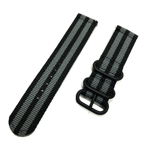 Nylon Buckle Strap, black/grey, laid flat, separate parts, direct top view