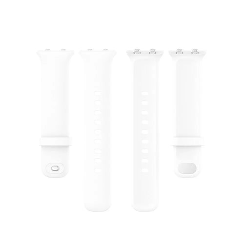 Silicone Strap, white, laid flat, separate parts, direct top view