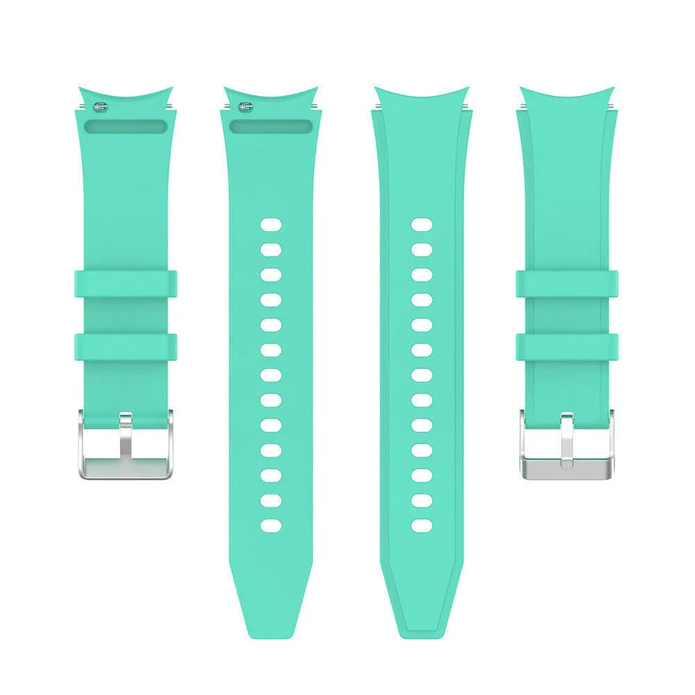 Silicone Strap 'Perfect Fit', aqua, laid flat, separate parts, direct top view