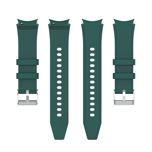 Silicone Strap 'Perfect Fit', dark green, laid flat, separate parts, direct top view
