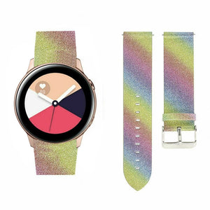 Leather Strap with Glitters, rainbow, laid flat, separate parts, direct top view