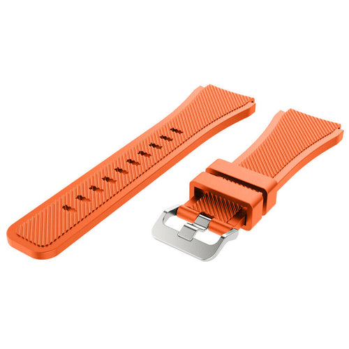 Twill Silicone Strap, orange, laid flat, separate parts, direct top view