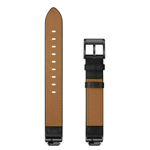 Leather Strap, black, laid flat, separate parts, direct top view