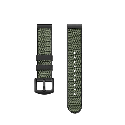 Nylon Hybrid Strap, green, laid flat, separate parts, direct top view